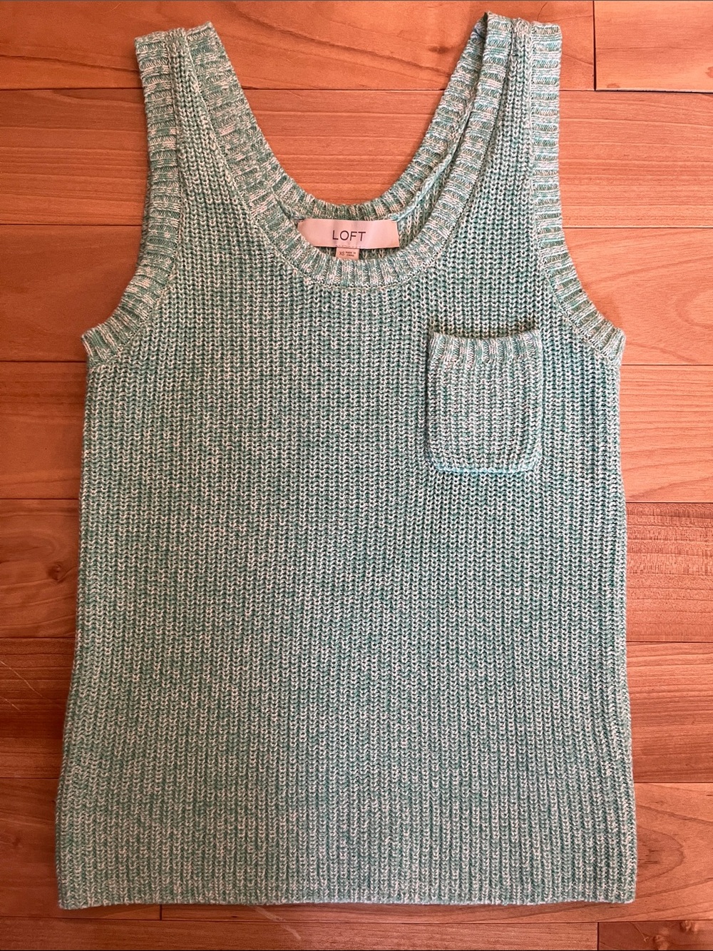 LOFT Aqua Mint Sleeveless Sweater Tank with Chest Pocket